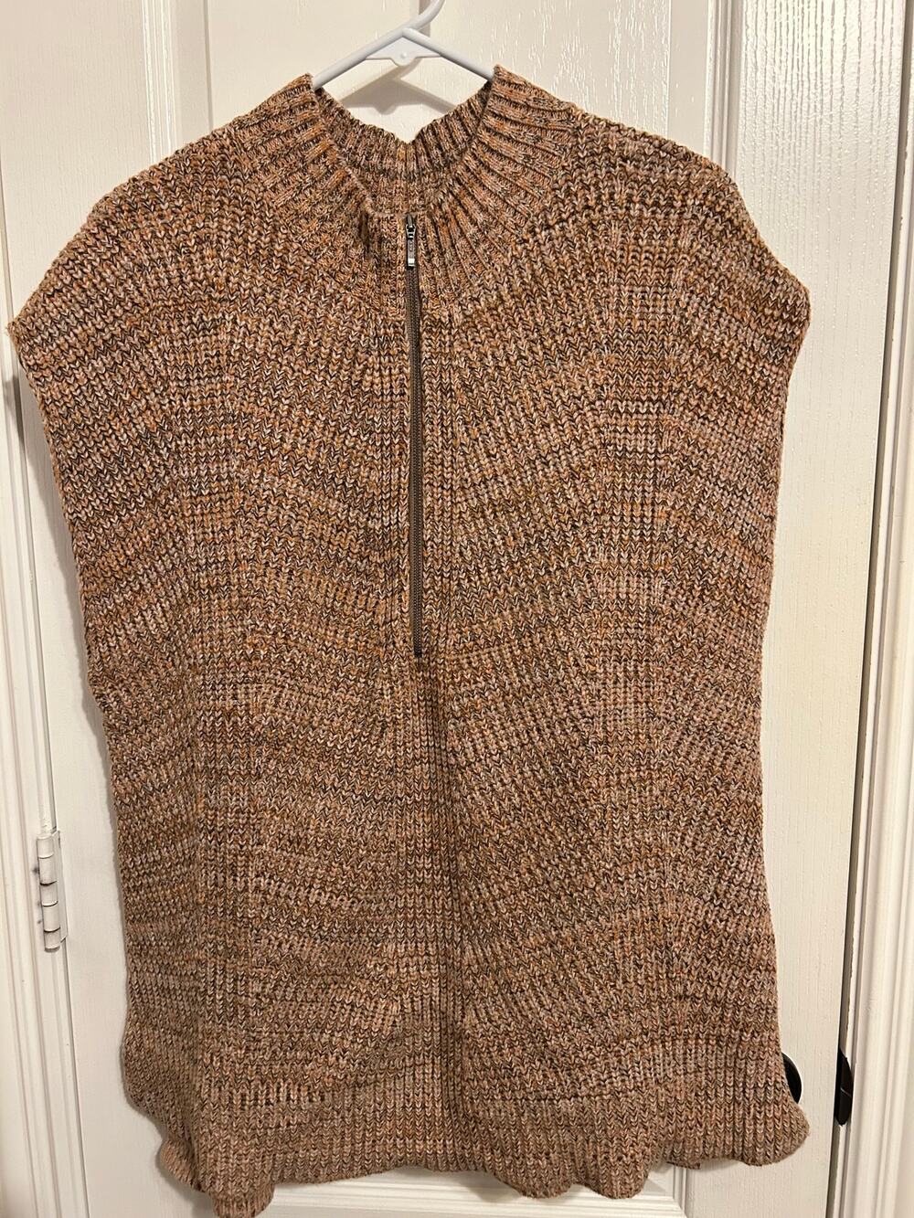 J. Jill Rib-Textured Marled Half-Zip Sweater Vest Large